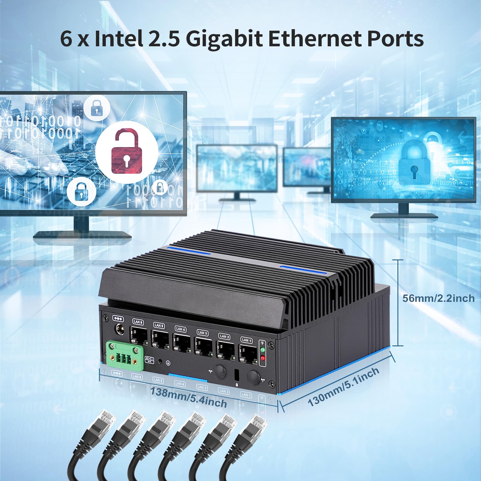 Firewall Mini PC 4X Intel 2.5GbE i226-V LAN 8GB DDR4 240GB SSD Intel Core 6006U CPU Gateway Router Network, AES NI Support HDD Test con pf-Sense/opn-Sense