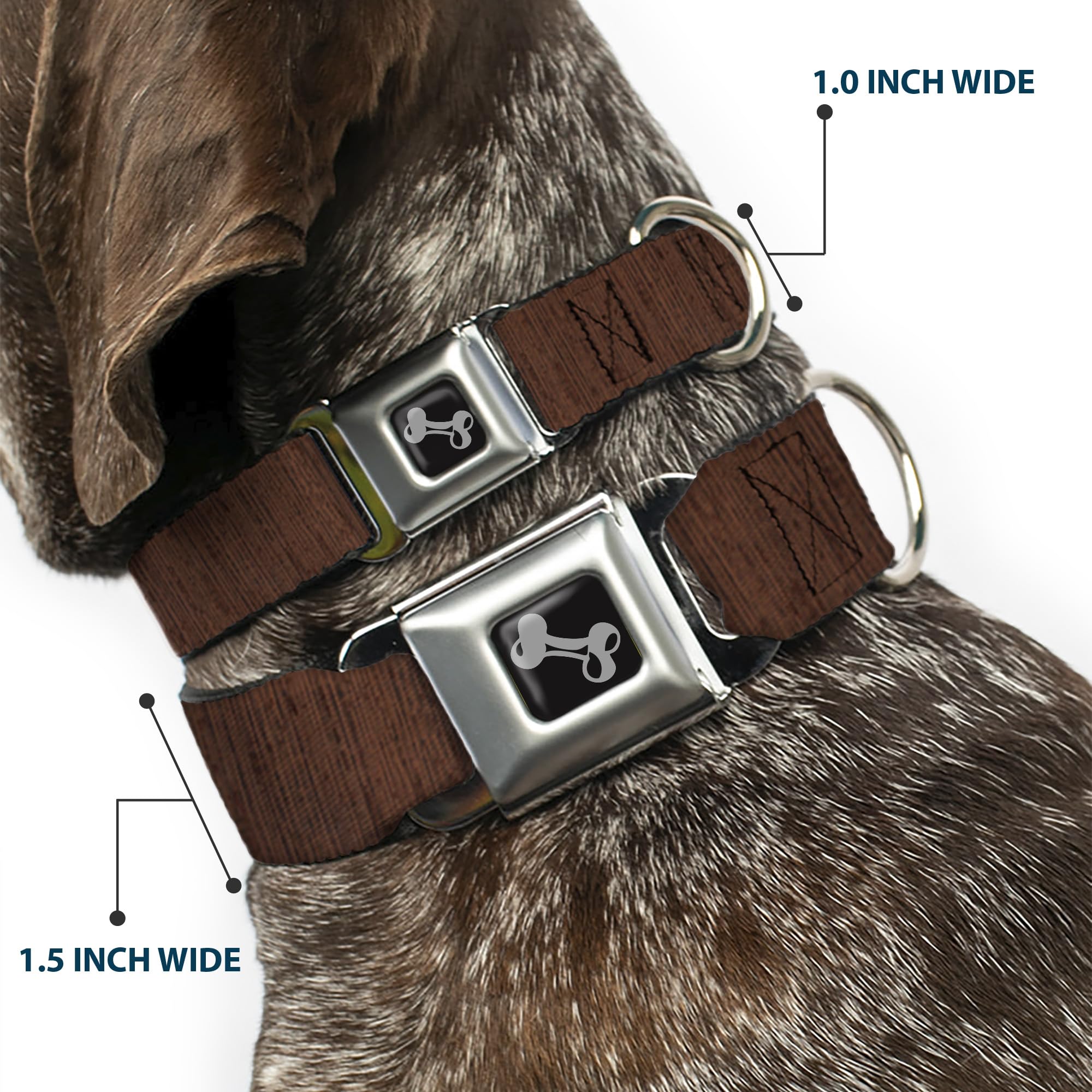 Buckle-Down 33-45 cm słoje drewna pionowa brązowa obroża dla psa, szeroka, mała