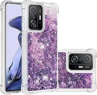 Vista 7 de Funda brillante con purpurina para Xiaomi 11T 5G, 11T Pro 5G, funda de arena movediza de silicona suave líquida TPU a prueba de golpes, funda