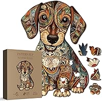 BBOLDIN Colorful Dachshund Wooden Puzzle for Adults 200 Pieces - Unique Shape Puppy Jigsaw with 21 Distinct Pieces