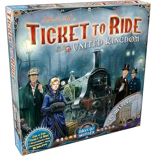 Ticket to Ride United Kingdom + Pennsylvania Board Game EXPANSION Strategy Game Family Game for Kids and Adults Ages 8+ 2-5 Players Average Playtime 30-60 Minutes Made by Days of Wonder