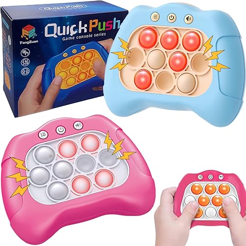 2 piezas de máquina de juego manual de empuje de velocidad, consola antiestrés, juego pop con luz de empuje rápido para adultos y niños, juguetes