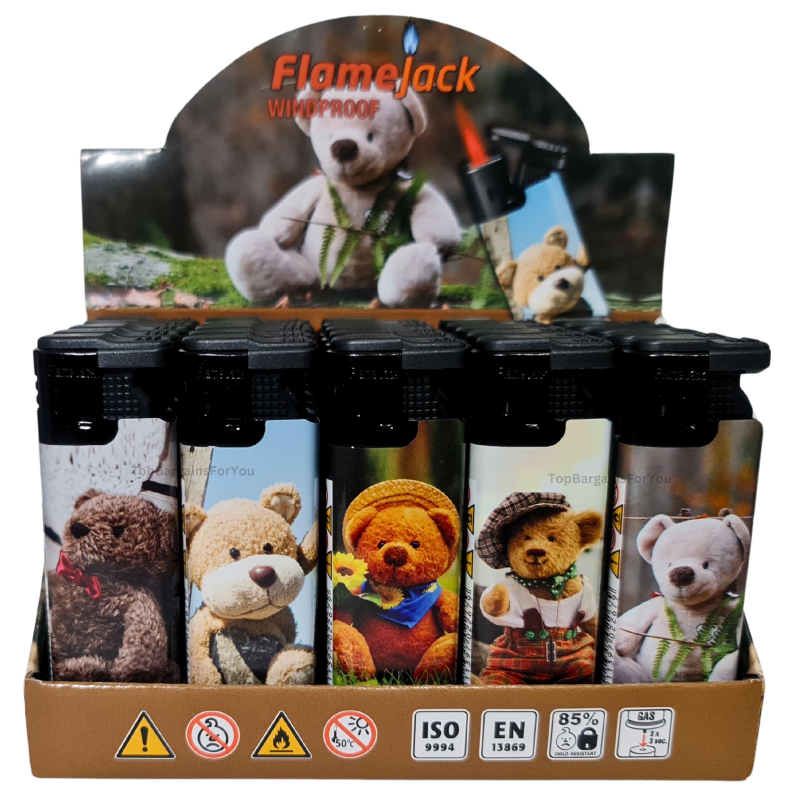 Zactly - 5 x FlameJack Colourful Windproof Dustproof Jet Lighters Really Powerful – LIMITED EDITION (Teddy Bear) — image 1