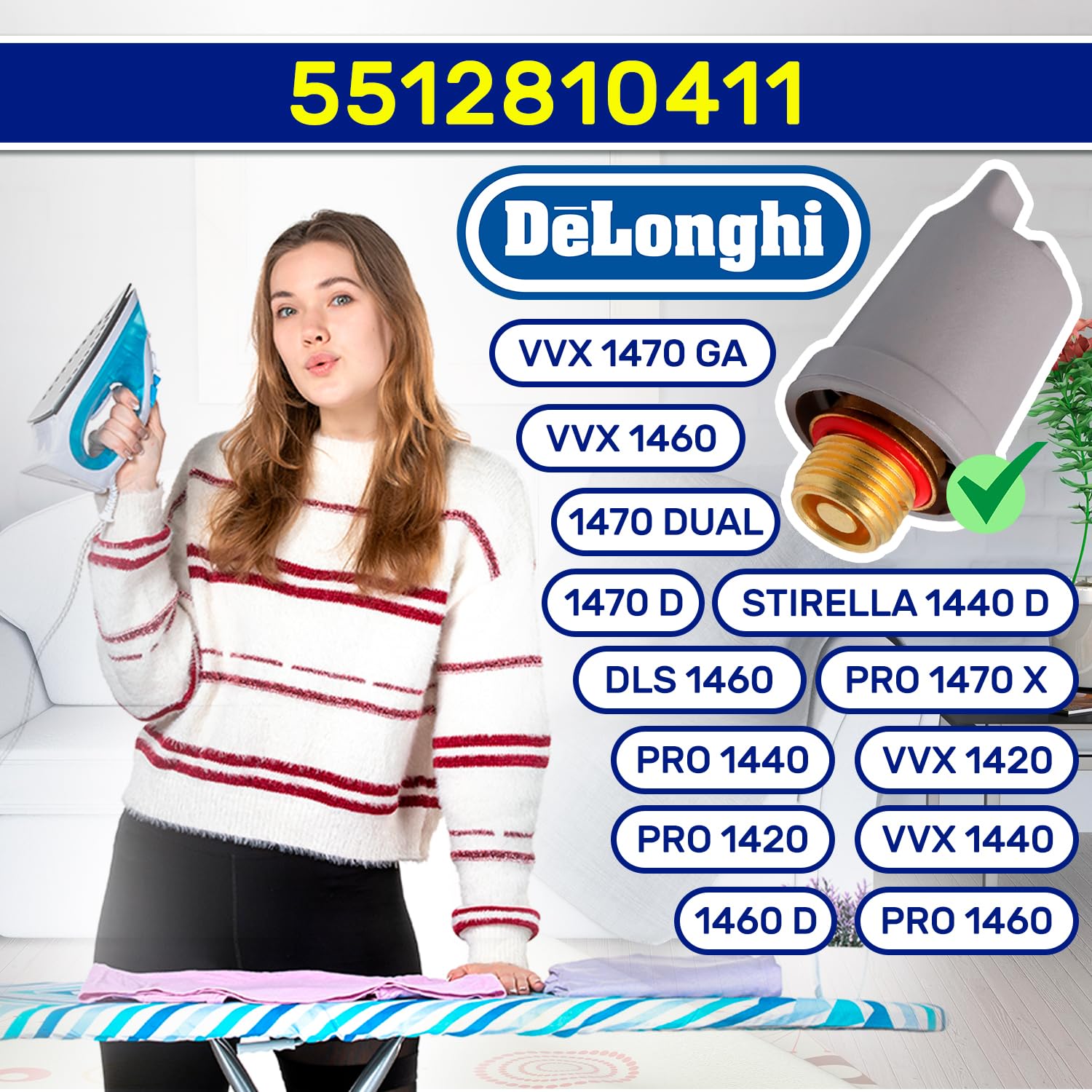 Valvula para Centro de Planchado con Código Original 5512810411 para DeLonghi Stirella - Garantía de 10 Años - MONTERAL