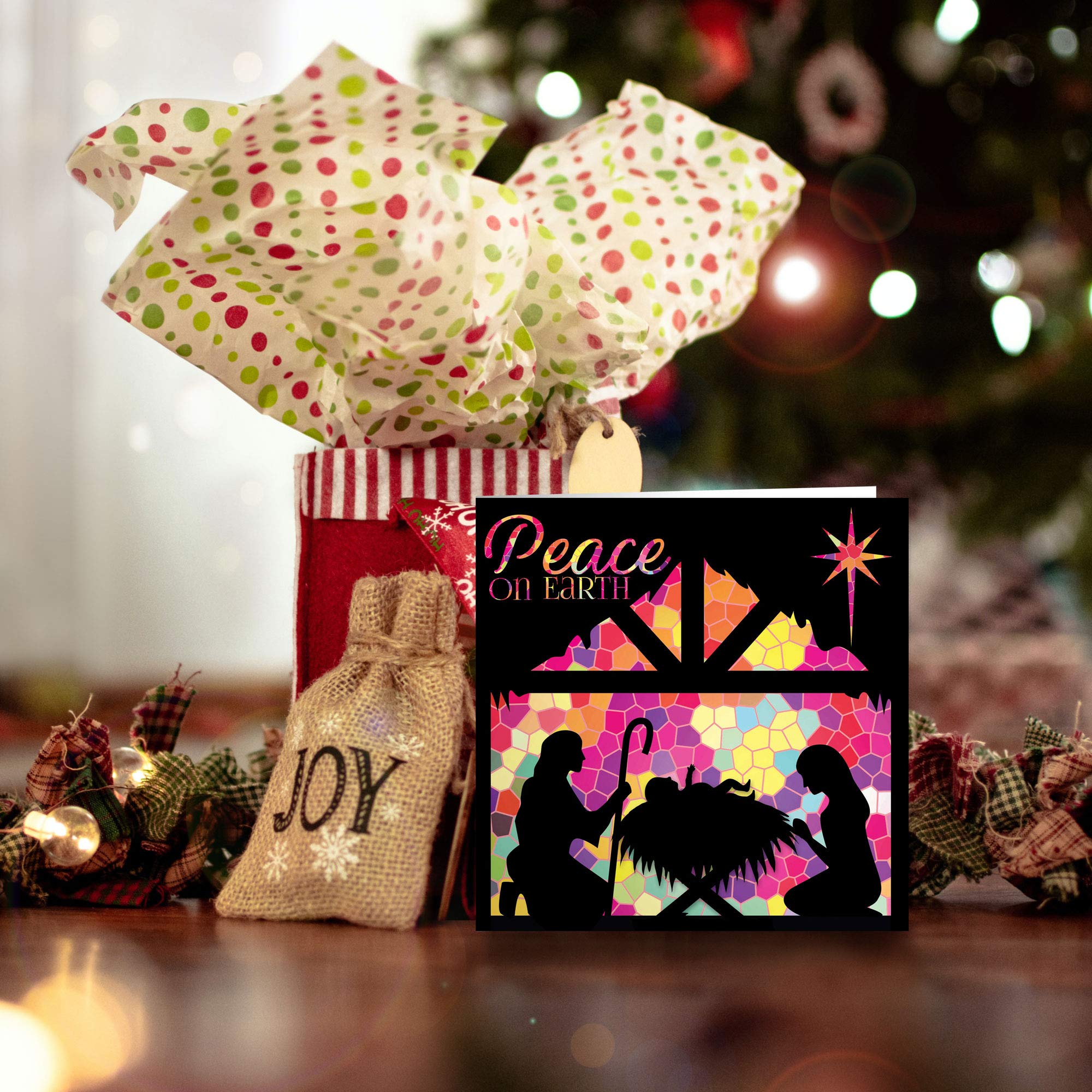 10 Christliche Weihnachtskarten Mit Umschlägen – „Prince Of Peace“, Bibelvers Lukas 2:11, 16x16 Cm