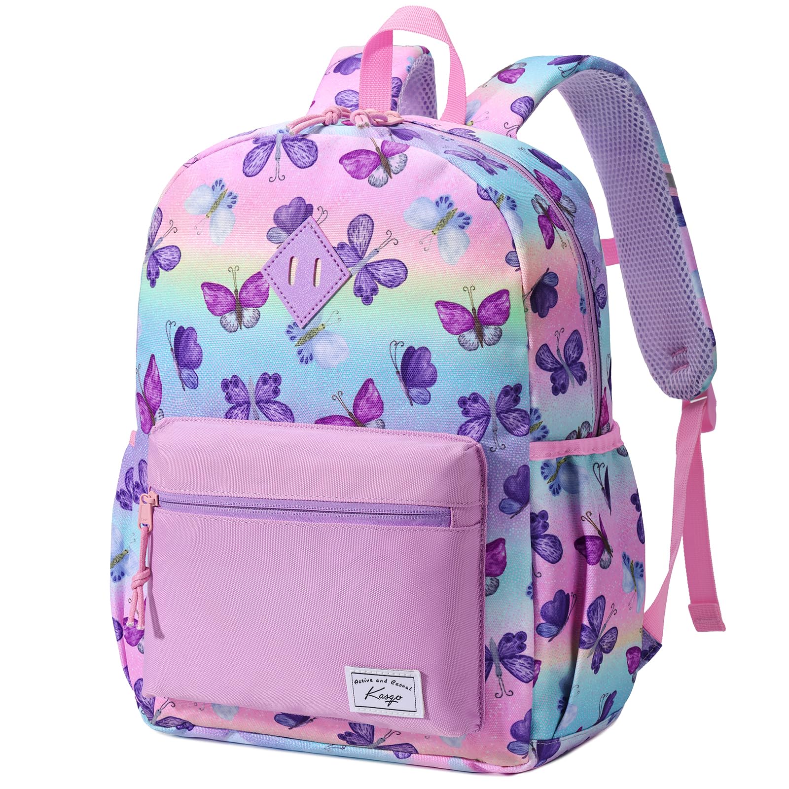 Cartable Fille Primaire, 13,2L Sacs à Dos Enfants Fille 6-8 Ans Imperméable Léger avec Sangle de Poitrine pour CP-CE2 Voyage Format A4 Papillon