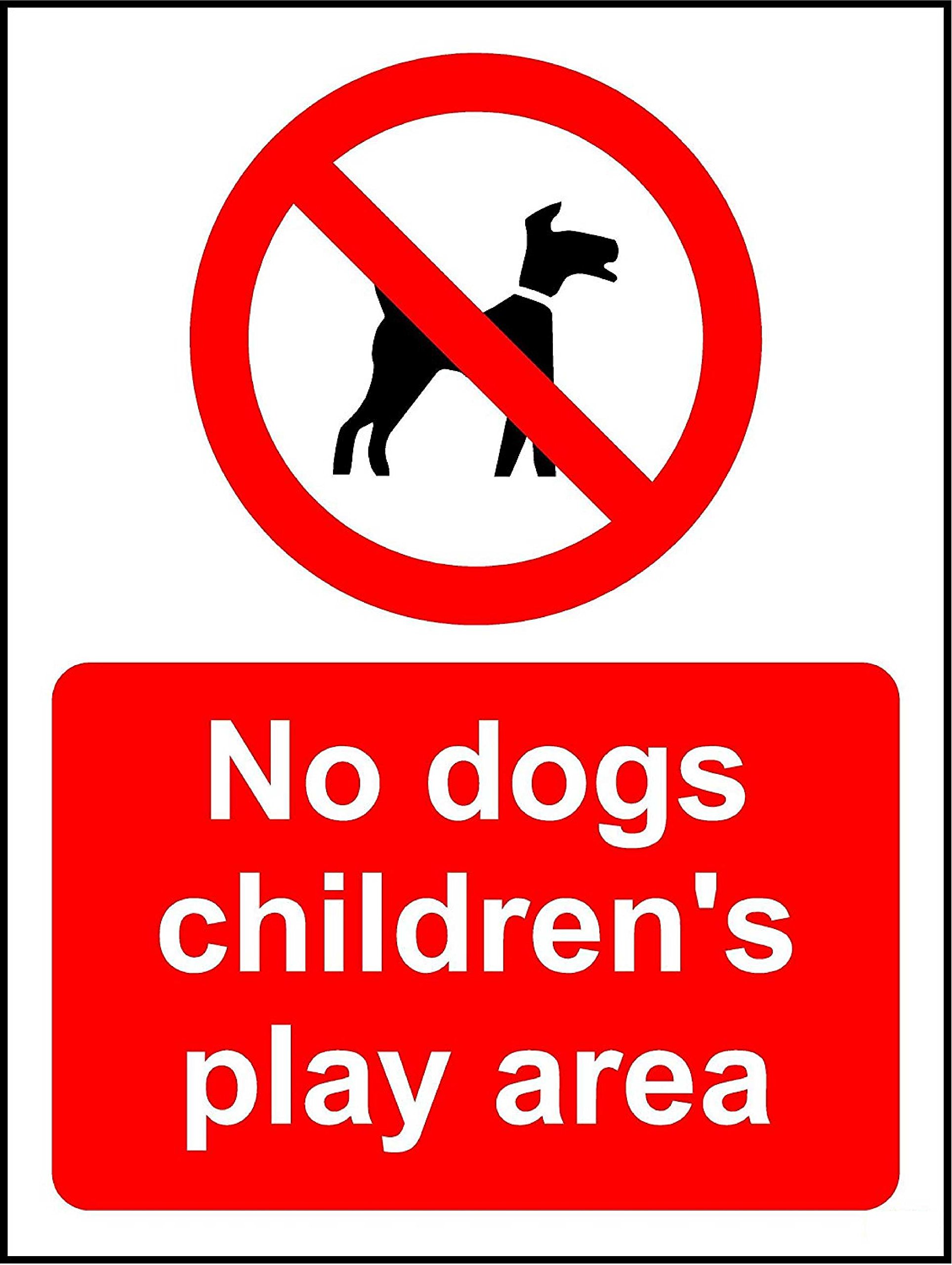 Prohibition sign no dogs childrens play area safety sign - 3mm Aluminium sign 600mm x 400mm