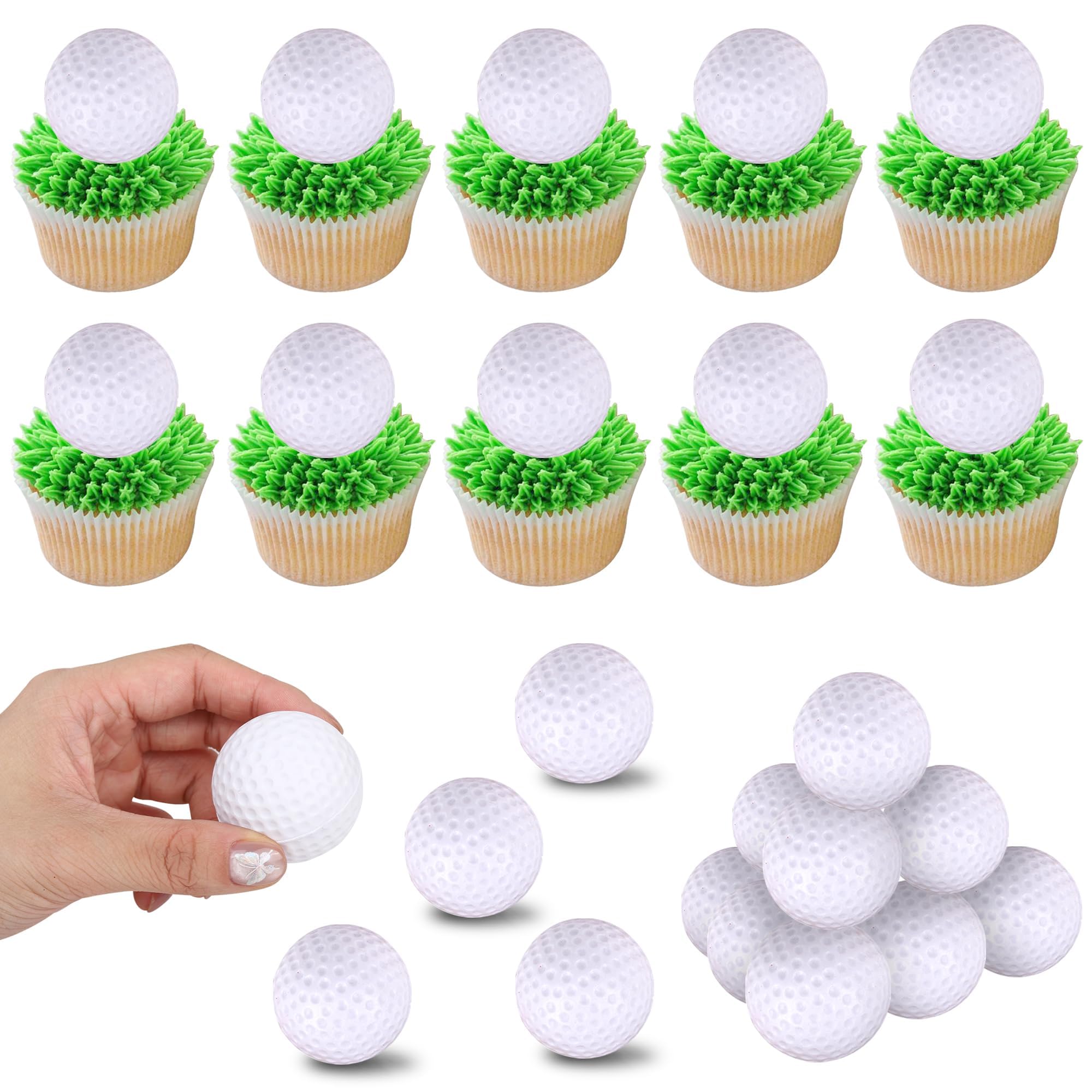 12 PCS Golf Cupcake Toppers Sports Mini Ball CupCake Picks Golf Party Decorations for Sports Players Theme Baby Shower Birthday Aniversary Party Cake