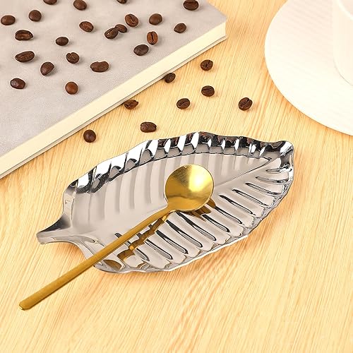 Miniatura 3 de Soporte para cuchara para encimera de cocina, soporte de cuchara de hoja plateada para estufa, estante de cuchara de cocina de acero inoxidable,