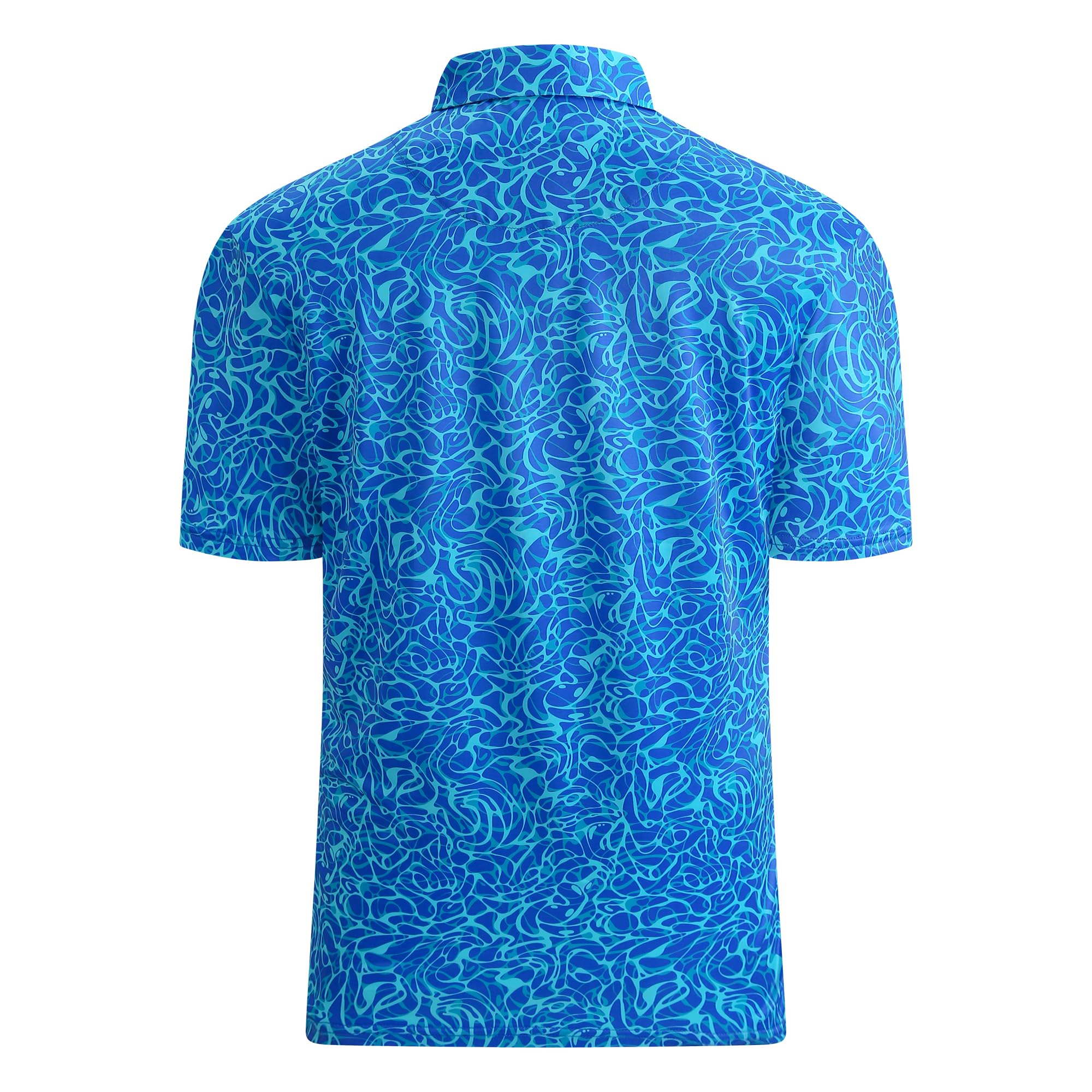 Mempea Mens Golf Shirt Short Sleeve Dry Fit Performance Golf Shirts for Men Moisture Wicking Print Polo Shirts,Blueripple M