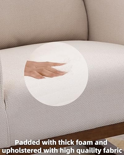 Miniatura 7 de Luccalily Silla mecedora para guardería, silla tapizada para guardería con tela transpirable para dormitorio, sala de estar, color beige