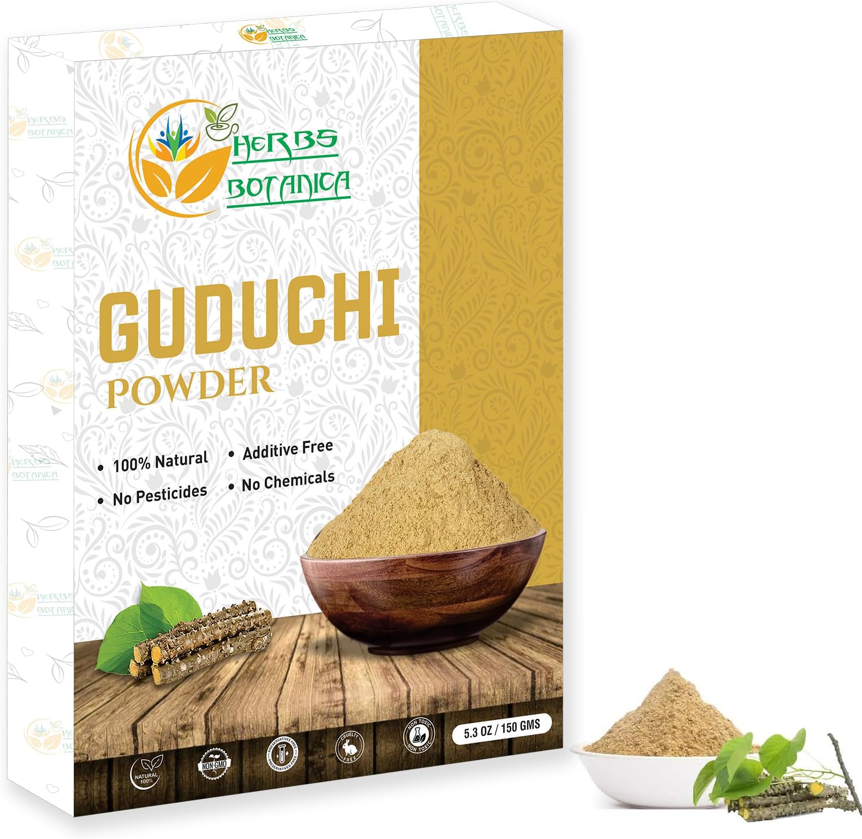 Herbs Botanica Guduchi Powder USDA Organic Neem Giloy Powder | Tinospora cordifolia | Herbsl Supplement for Immune Support, Digestion | Balance Blood Sugar Level 5.3 Oz / 150 GMS