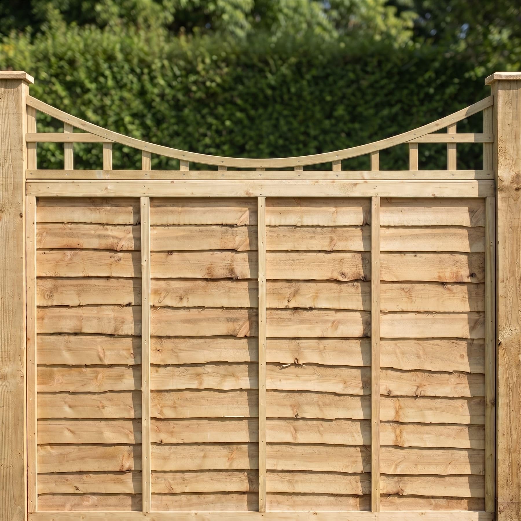 Standard Fence Panel Topper 6ft x 1ft Concave Square Trellis Wooden 5pk