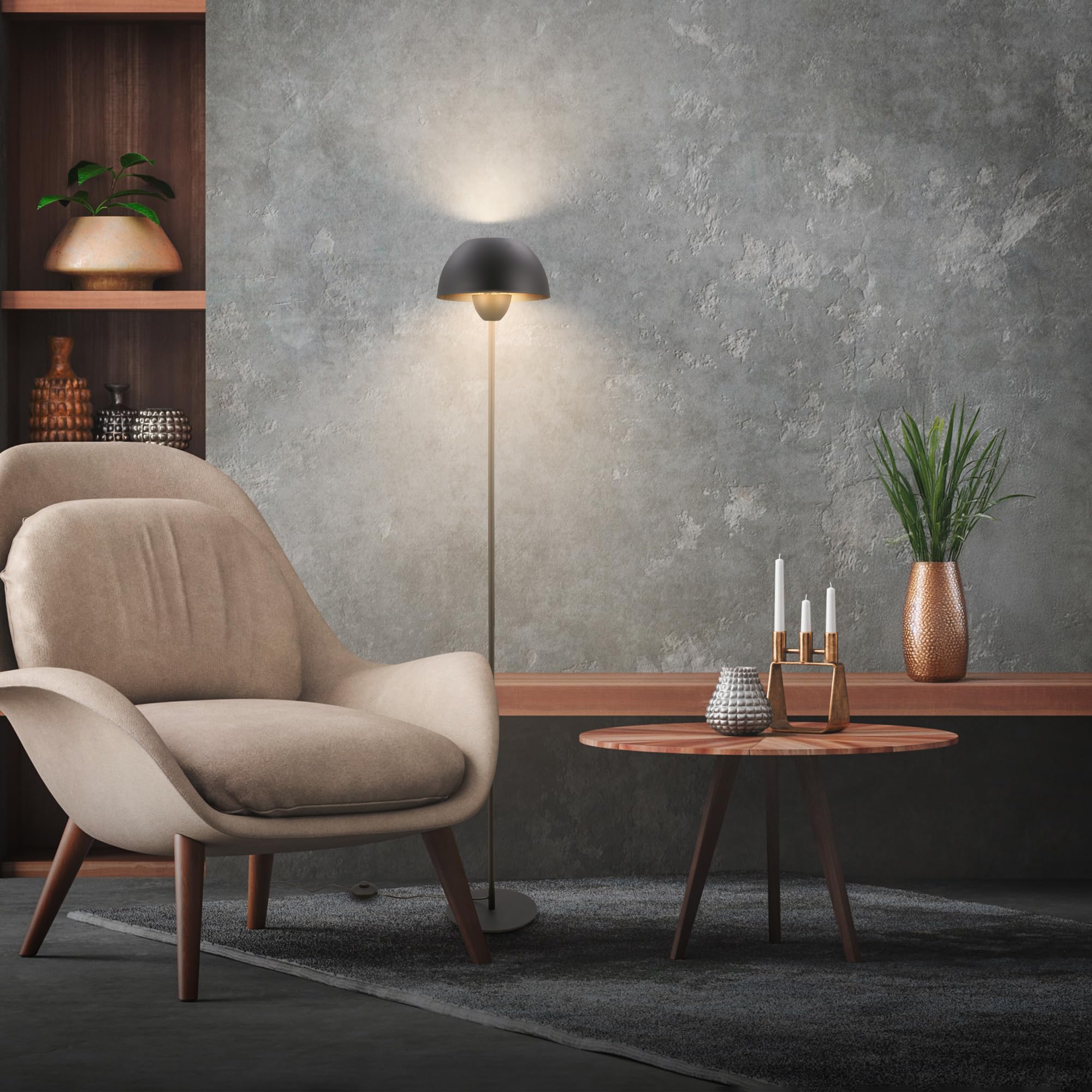 Varin® Vloerlamp Met Vakken - Incl. Varin® Slimme Stekker Met Energiemeter Zwart E27 Fitting Smart Lamp Slimme Staande Lampen Sfeerlamp  1521x2048
