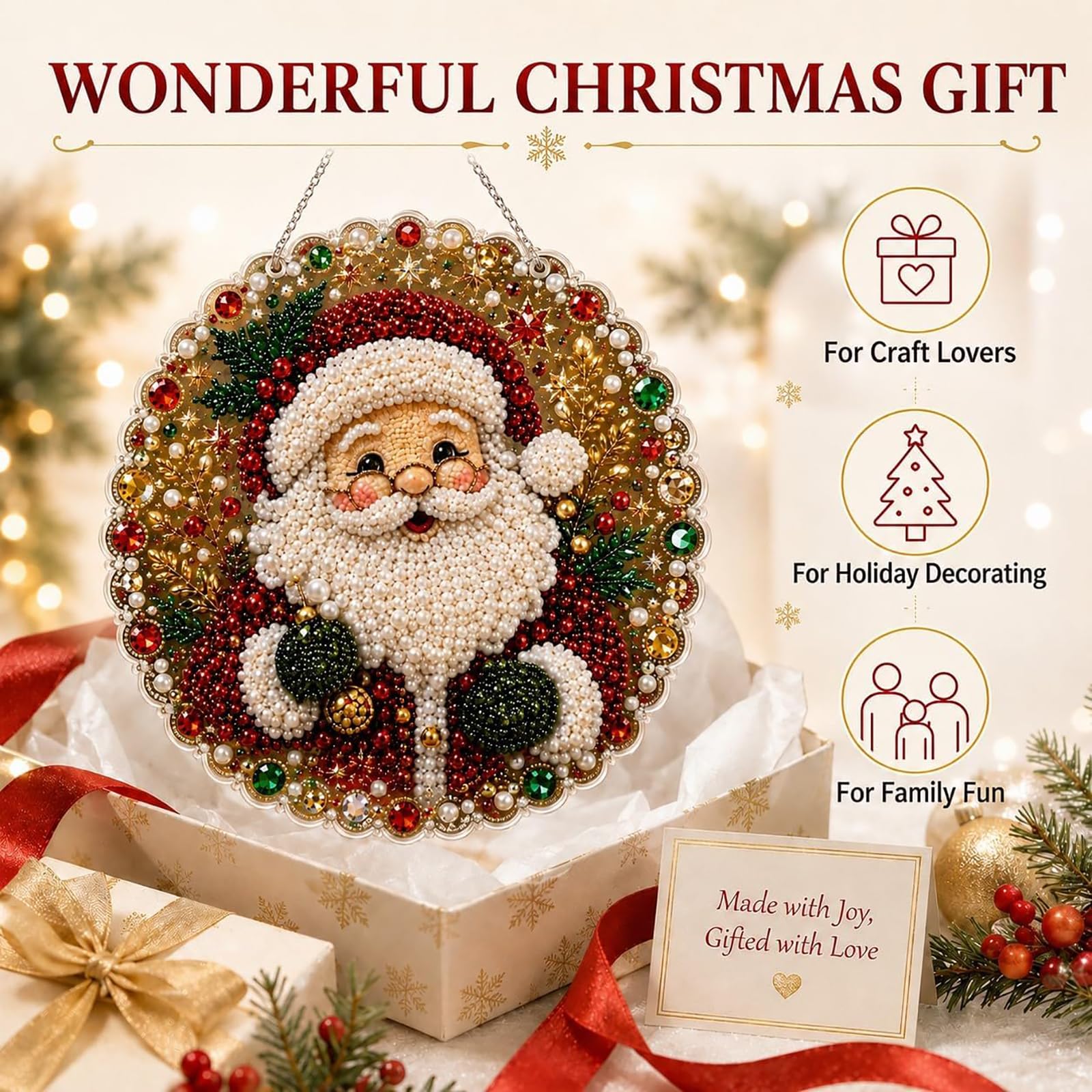 Diamond Painting Natale 4 Pezzi, Kit Pearl Art per Adulti