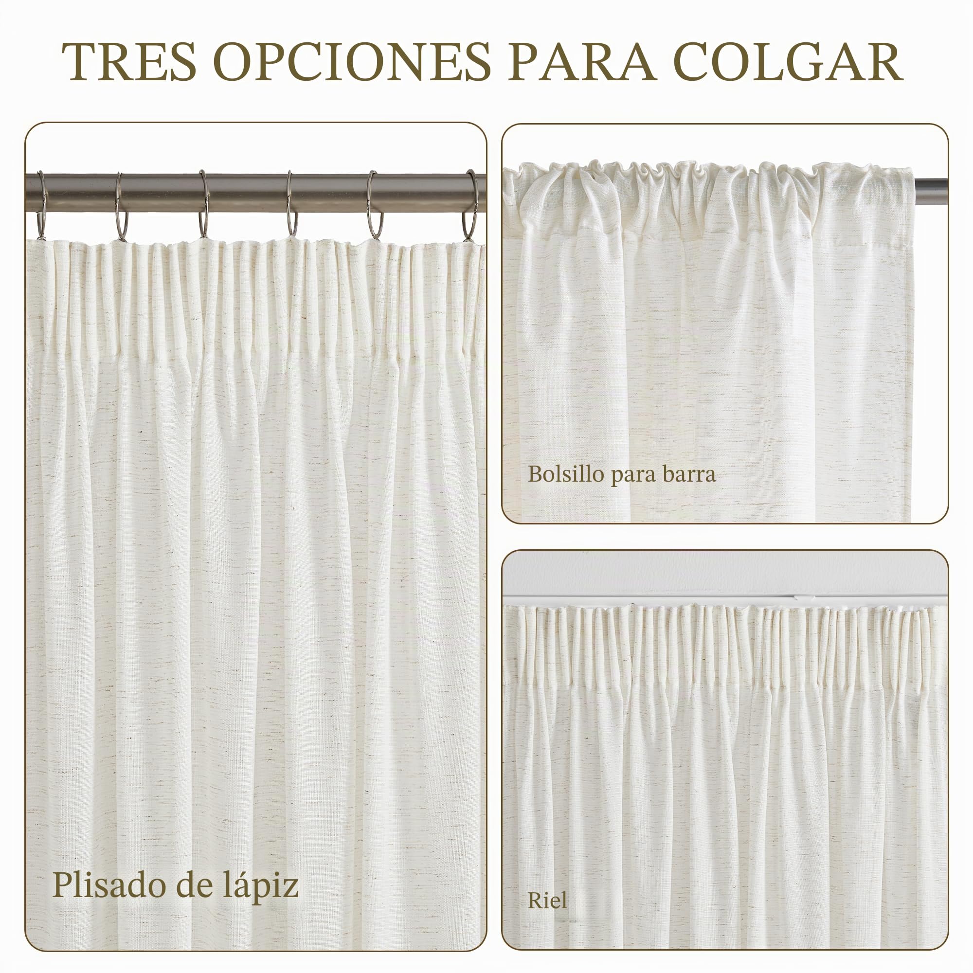 KGORGE Cortinas de 3 Metros Grande, visillos Translucidos Separador de Ambiente con Ganchos para Riel 1 Pieza para Salon/Dormitorio Matrimonio/Comedor,300x240cm,Blanco