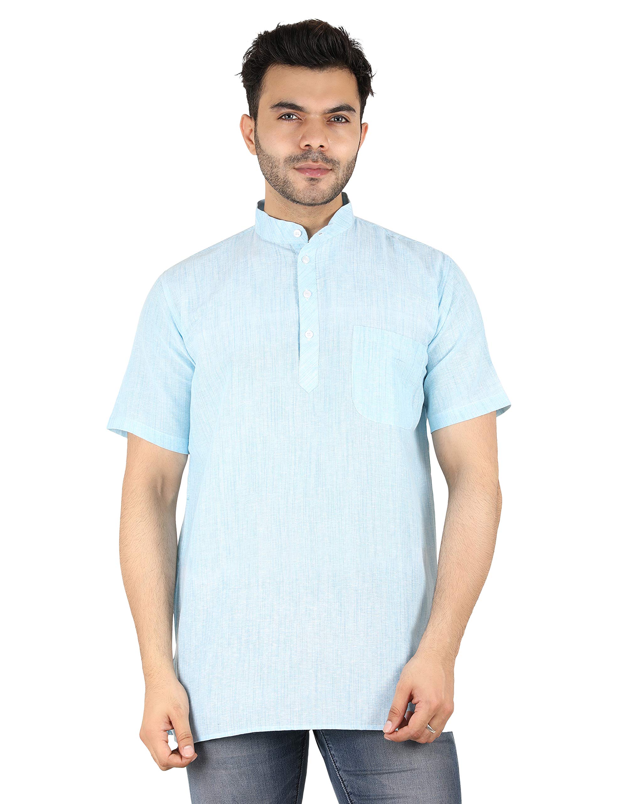 latestplus apparel Traditional Half Sleeve Ethnic Casual for Festivals/Functions Short Sleeve Men Kurta Cotton Blend Fabric-picture-19