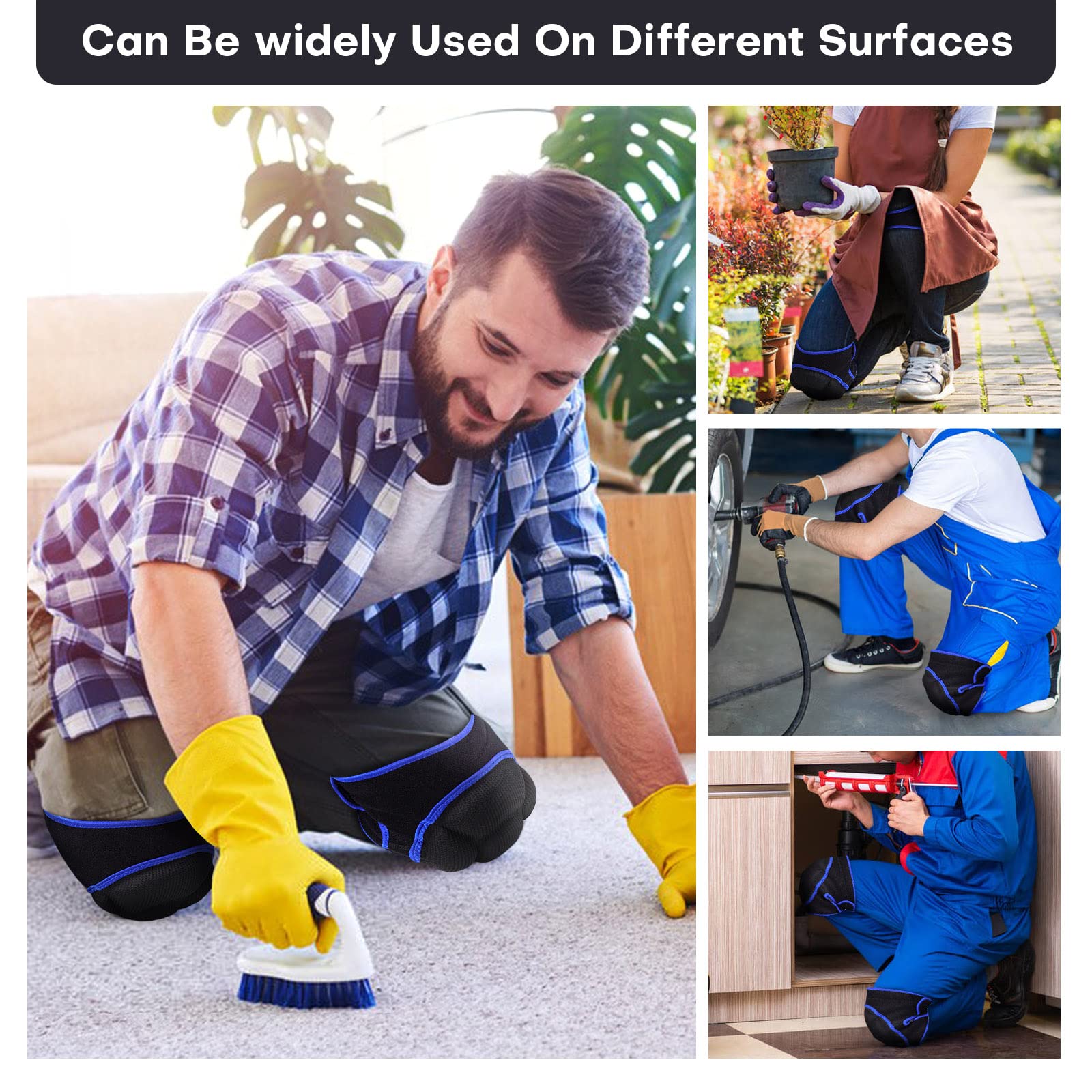 Rodilleras para mujeres y hombres para jardinería, trabajo en casa, limpieza de suelos y alfombras, trabajos de construcción, limpieza de rodilleras con tela de alta elasticidad que protege la