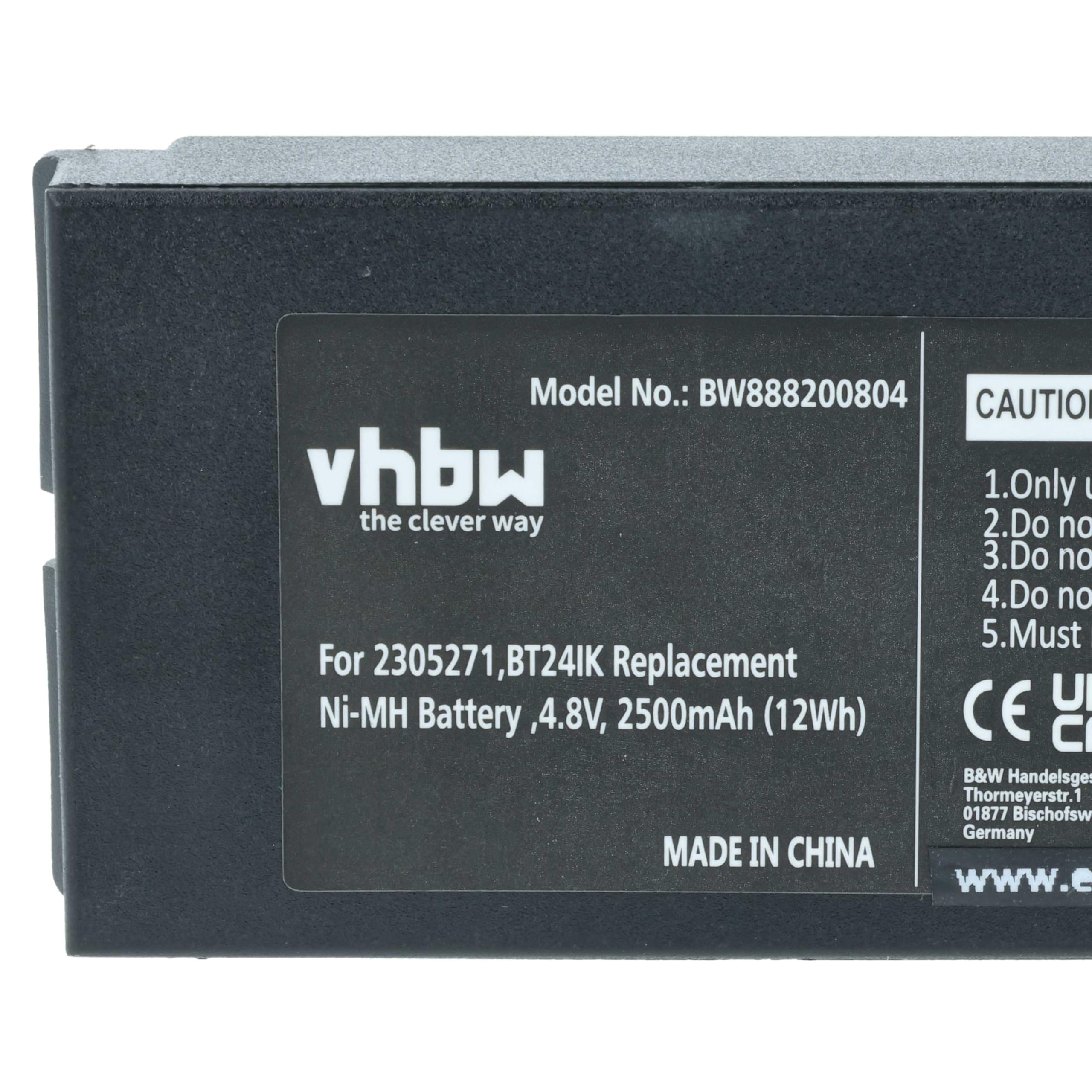 vhbw 2X batería reemplaza Ikusi BT24IK, BT20K, 2305271 para Mando a Distancia Industrial (2500 mAh, 4,8 V, NiMH) - Negro