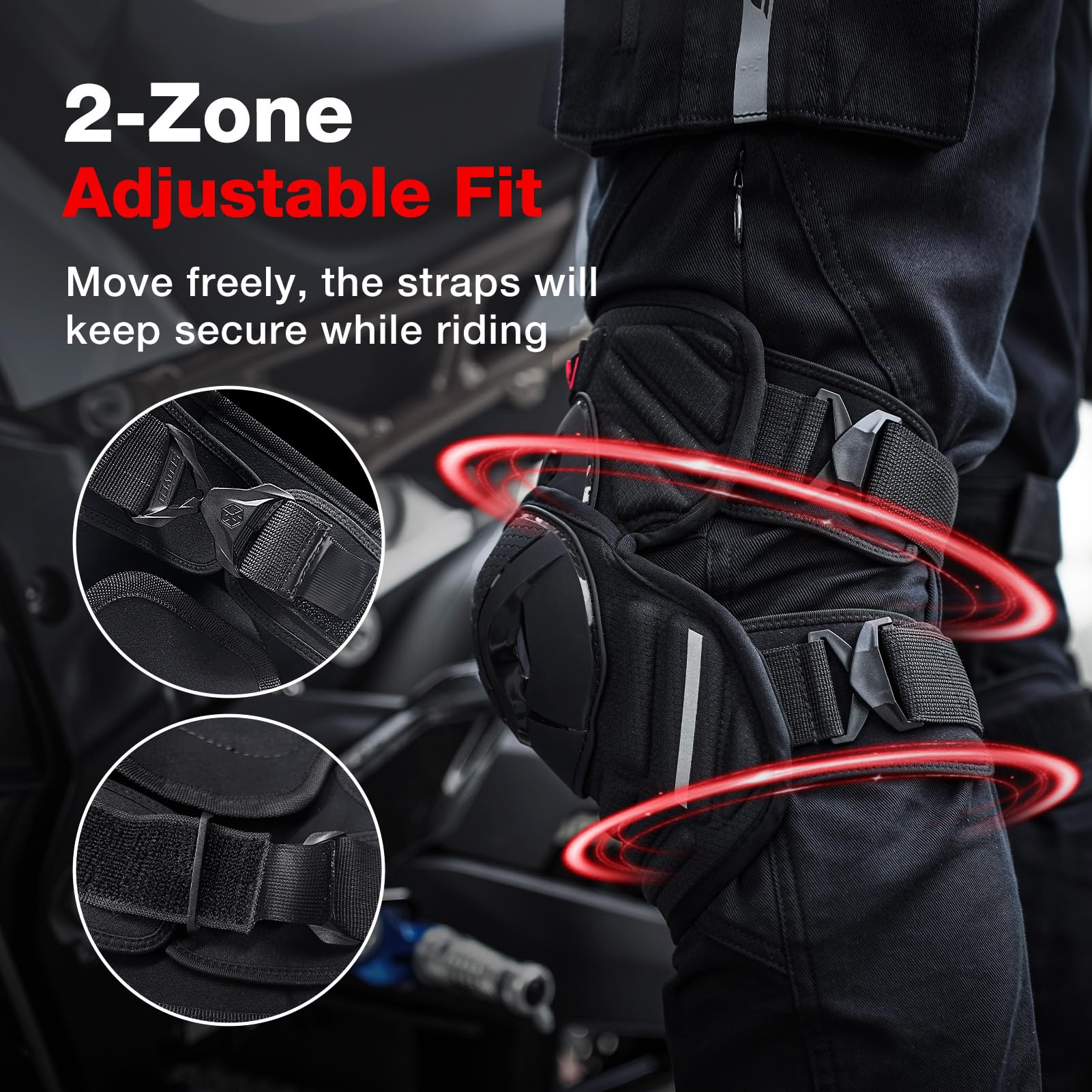 Scoyco 1 coppia di ginocchiere parastinchi per motociclismo Nero Regolabile Ginocchiera Pads Protector Armor per Motocross Racing Mountain Biking