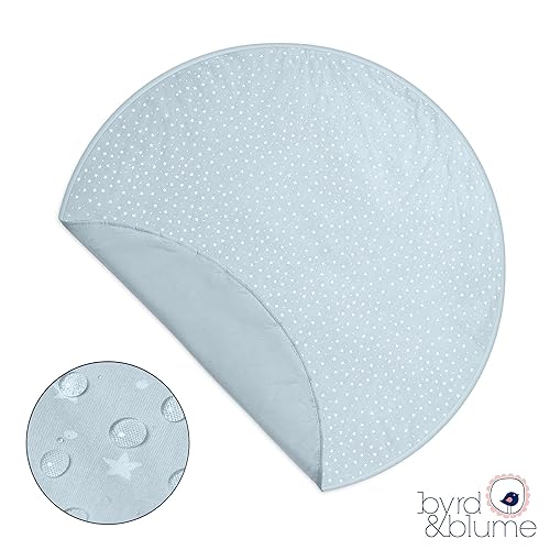 Miniatura 10 de Byrd & Blume Tapete redondo para bebé, algodón orgánico, suave, acolchado, tapete seguro e hipoalergénico para bebé, reversible, plegable, portátil,
