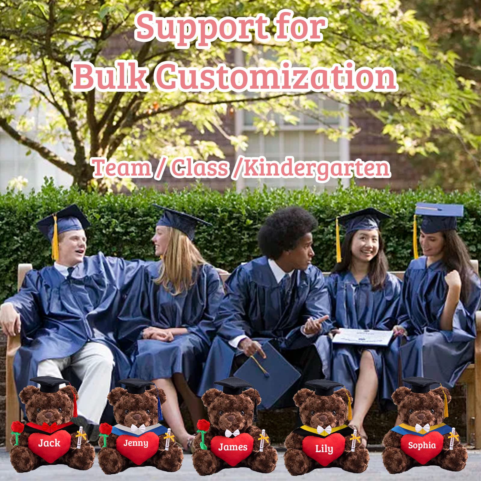 Personalized Graduation Teddy Bear 2024 - Custom Text/Photo Gift With Cap & Gown For Him Or Her
