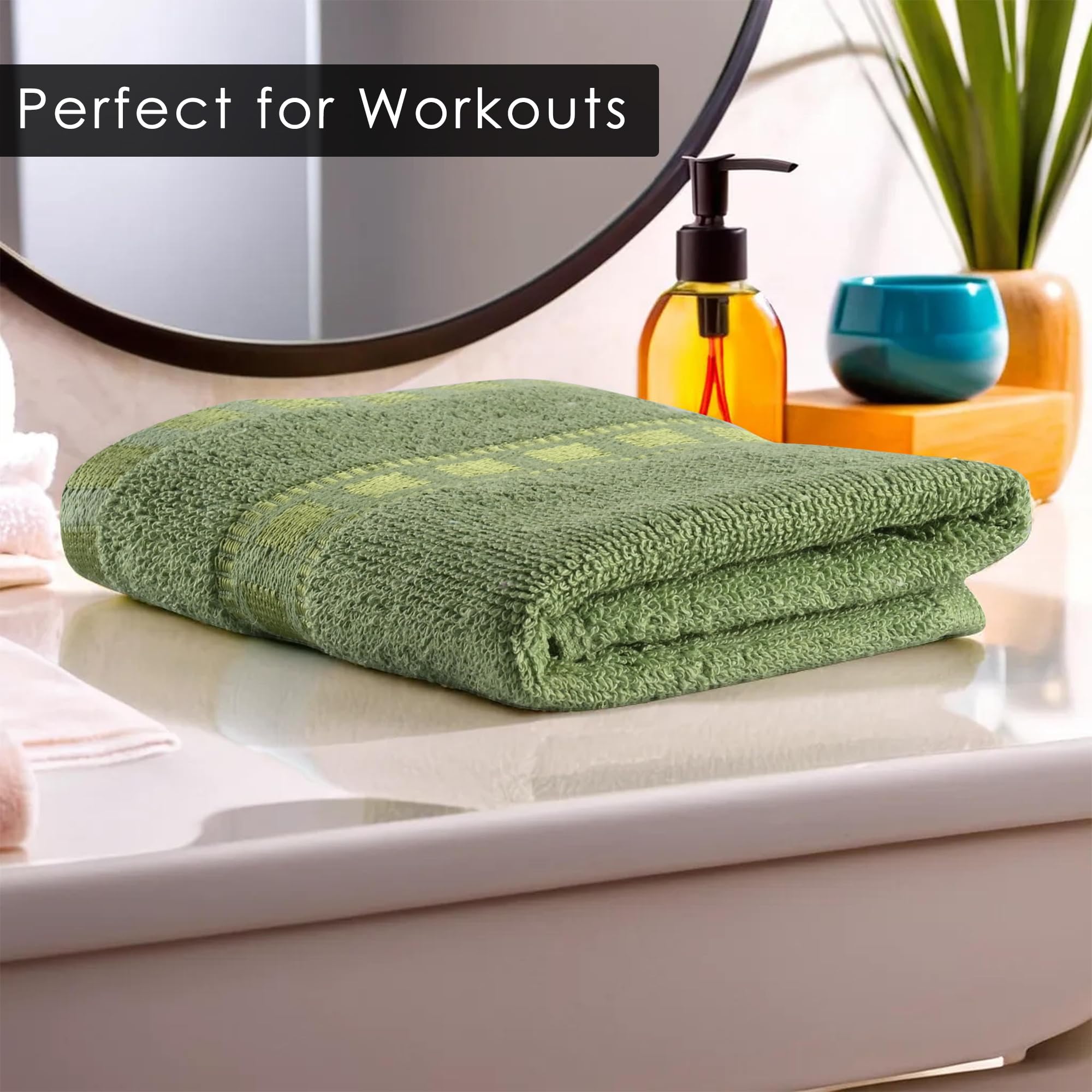 Urbane Home Pack of 4 Cotton Hand/Face Towels for Men & Women | Easily Washable | Workout Gym Napkins for Men | Pocket Towel - Green & Brown 2