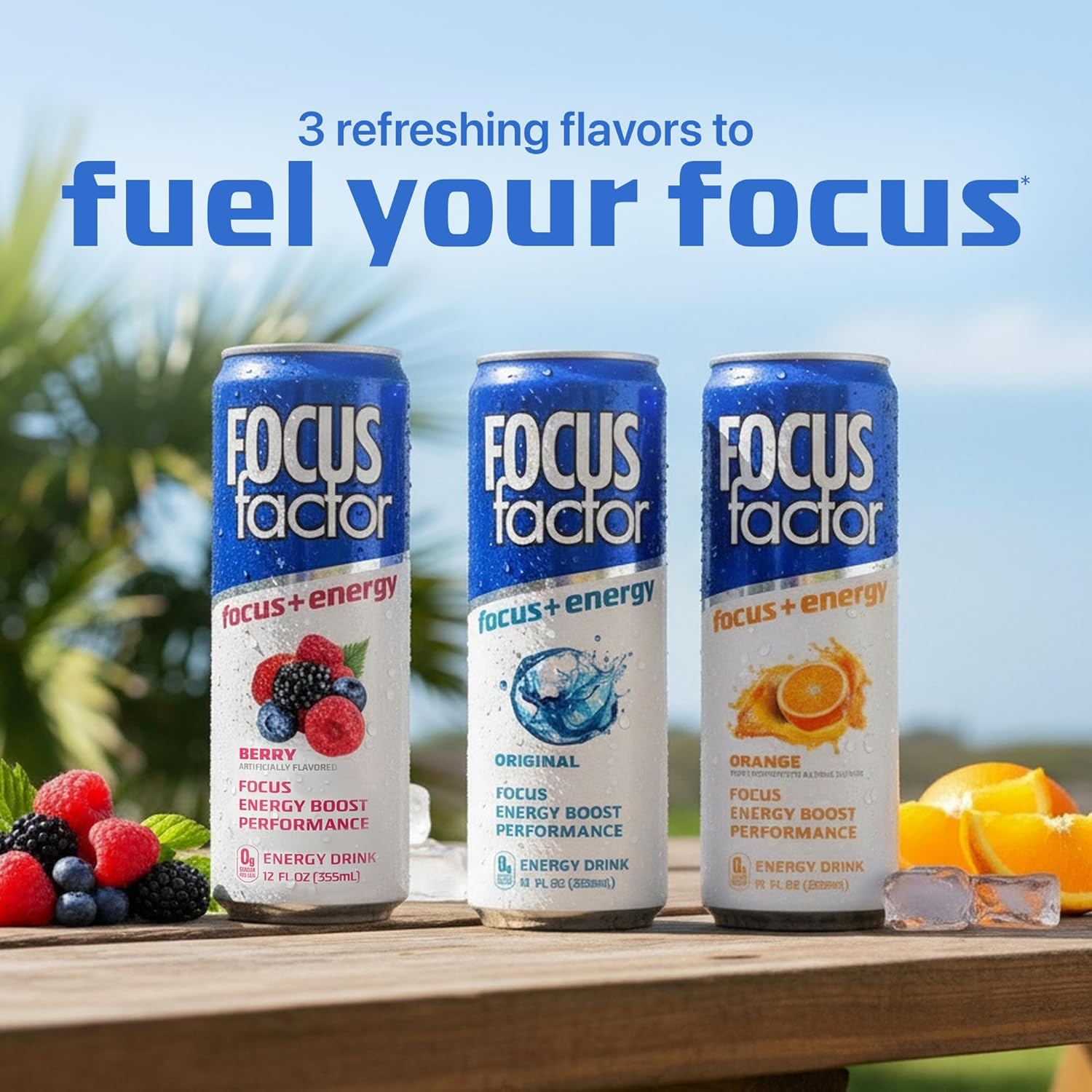 Focus Factor Energy Drink - 12 x 355ml Cans (Orange Flavour) - with Focus + Energy - Lightly Carbonated, Sugar Free, Low Calorie with Vitamin B6 & Vitamin B12 - Image 6