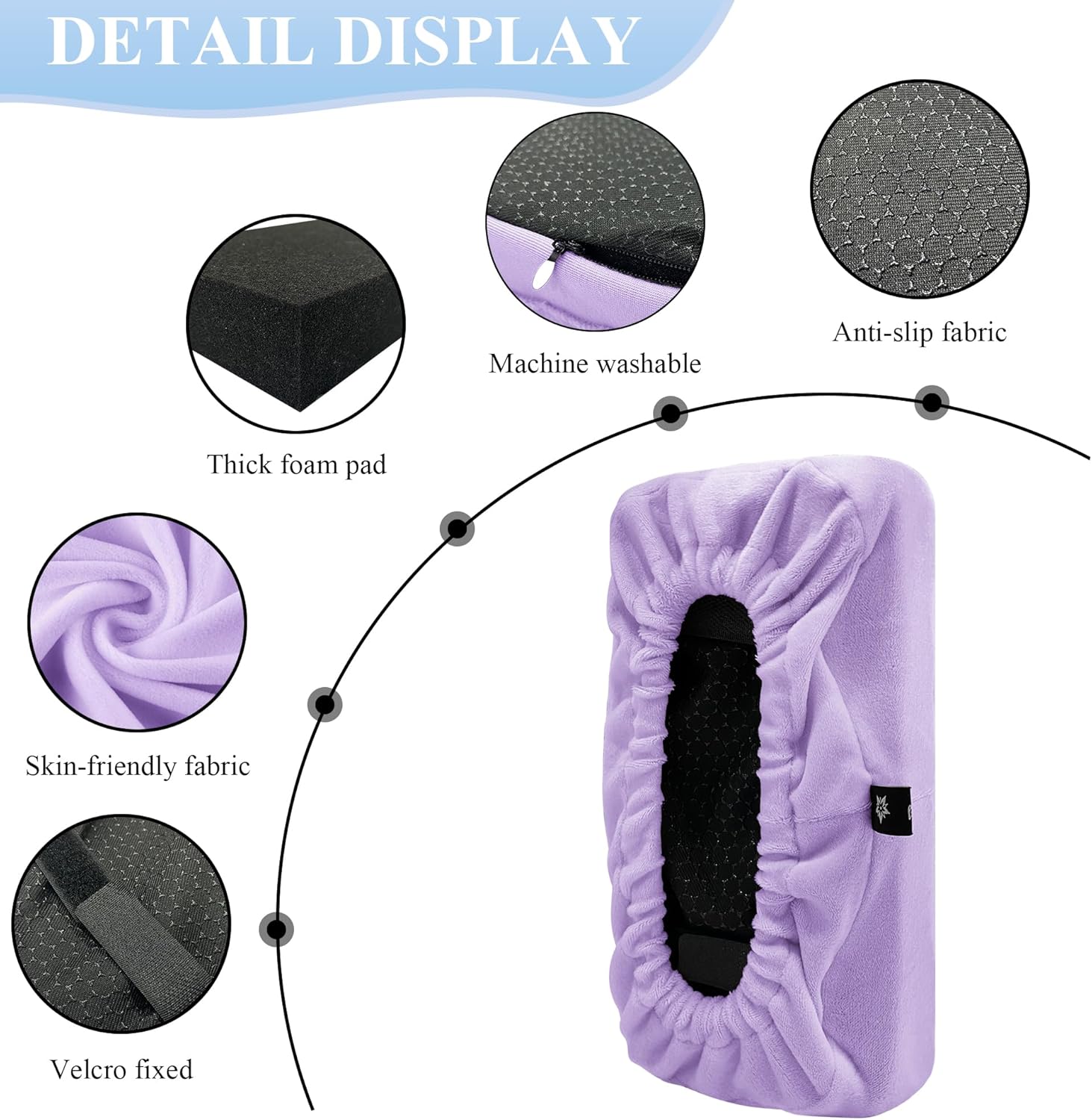 SPRING SEAON Office Chair Arm Covers Soft Memory Foam Arm Rest Pads Short Plush Gaming Chair Armrest Cushion Provide Cushioning for Elbows and Forearms 2 Pack Chair Covers for Arms (Purple)