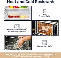 Vista 2 de YSSOA Recipiente de almacenamiento de alimentos para todas las temperaturas, recipientes de vidrio para preparación de comidas con tapas, sin BPA