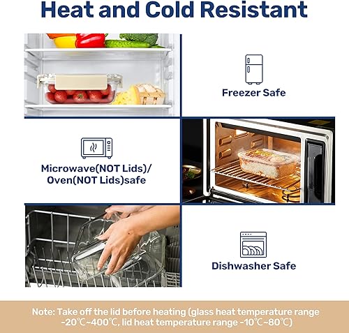 Miniatura 3 de YSSOA Recipientes de comida con tapas, contenedor de almacenamiento de alimentos para todas las temperaturas, sin BPA, loncheras de vidrio