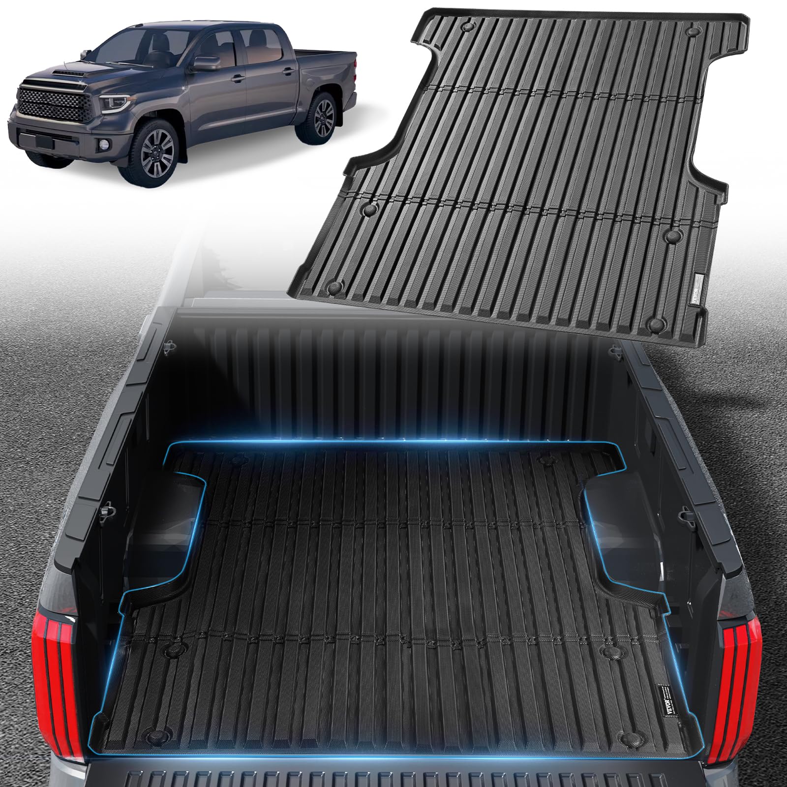 VEVOR Truck Bed Mat, Compatible with 2022-2024 Toyota Tundra, TPE Truck Bed Liner Mat Fits for 5.5 FT Bed, Thick and Heavy-Duty Bed Mat Car Accessories for All-Weather Protection, Prevent Slipping