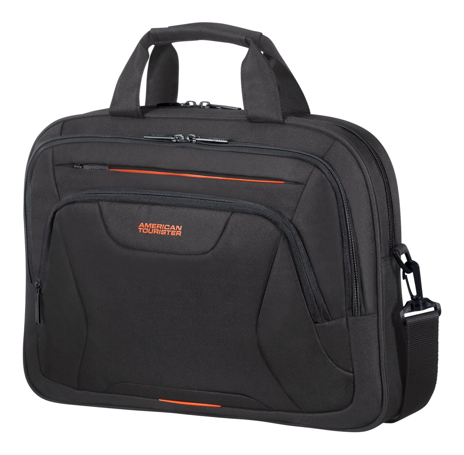 American Tourister AT Work - Borsa per laptop 15.6 pollici, 42 cm, 15 L, Nero/Arancione (Black/Orange)