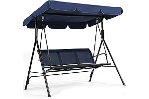 Yaheetech 3-Seat Outdoor Hanging Porch Swing Chair with Adjustable Canopy