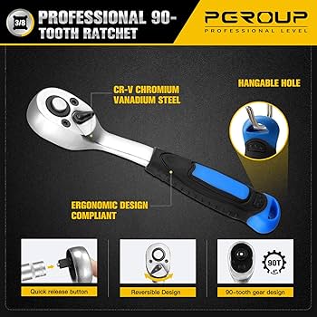 Amazon | PGROUP 3/8インチドライブメトリックソケットレンチセット