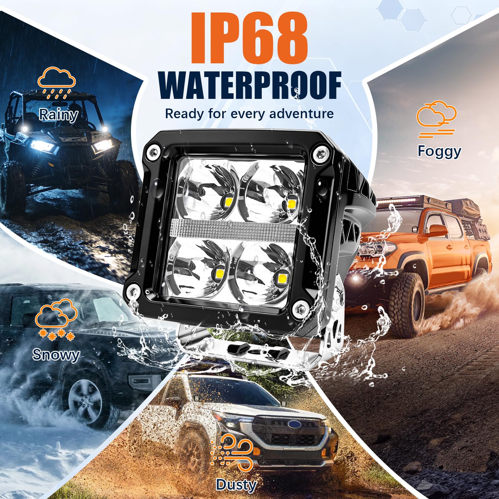 Chelhead Projecteurs LED 3"12V avec feux de jour blancs,kit de câblage,IP68
