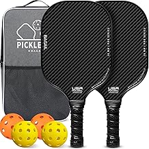 BAGAIL Pickleball Paddles, USAPA Approved Fiberglass Surface Pickleball Set, Lightweight Pickle Ball Rackets with 4 Balls, 1 Bag, Designed in California for Traction and Stability