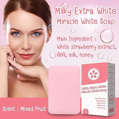 Miniatura 5 de ARBUTEE  Jabón para acné brillante extra blanco lechoso -B3 glutatión alfa arbutina - Elimina las células muertas de la piel, manchas oscuras, sin