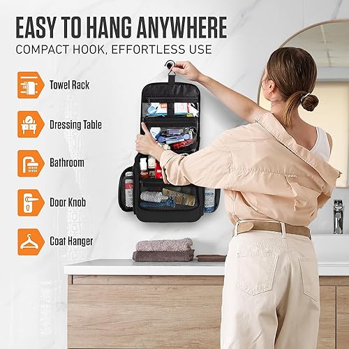 Miniatura 7 de VENTURE 4TH Neceser de viaje colgante de alta calidad para mujeres y hombres, bolsa de viaje para hombre con compartimentos expandibles y bolsa