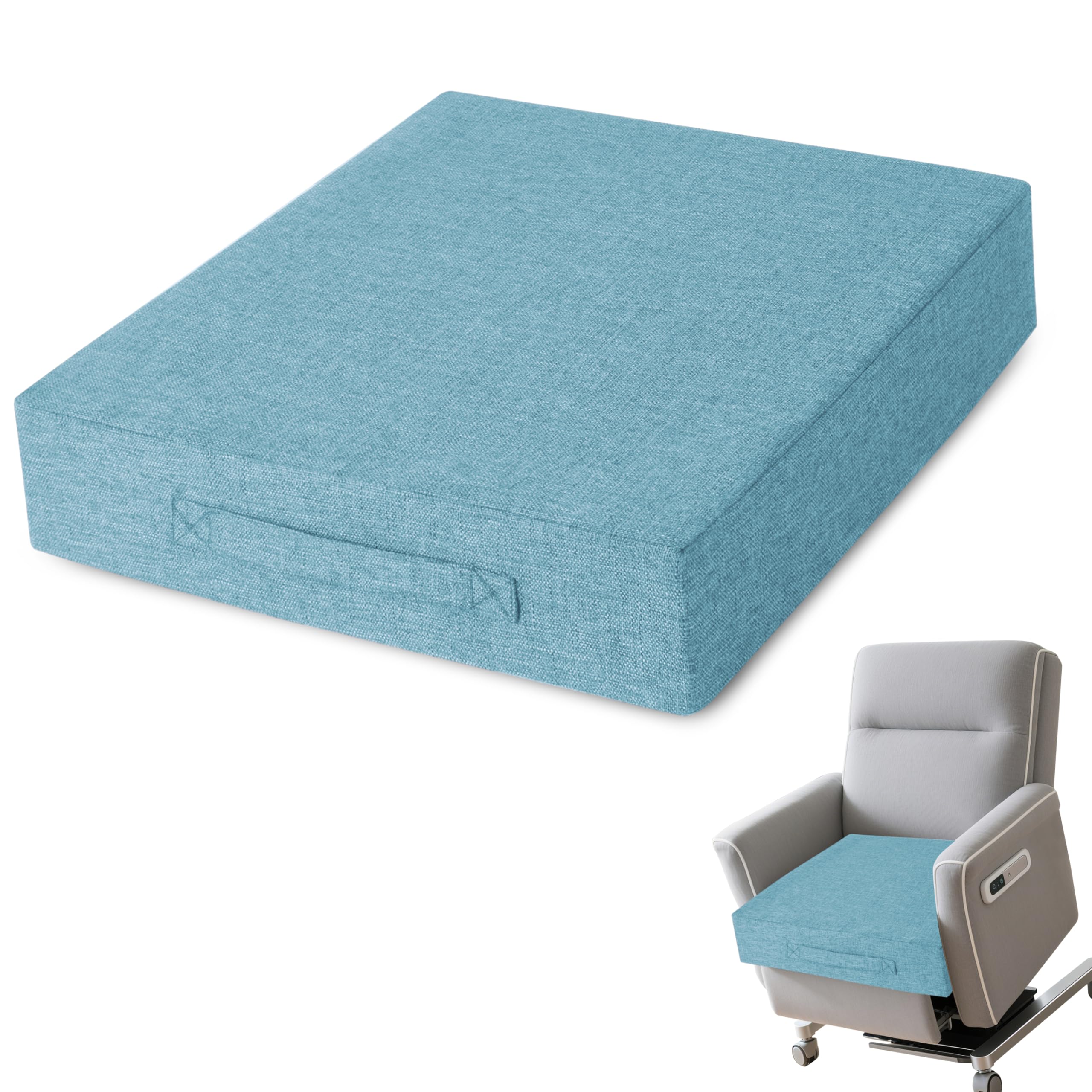 AddGrace Cuscini Reclinabili per Anziani Cuscino Seduta Spesso 50,8x50,8x10,2 cm per Poltrone con Rivestimento Antiscivolo e Fodera Lavabile per Divano Poltrona Sedie Blu Chiaro