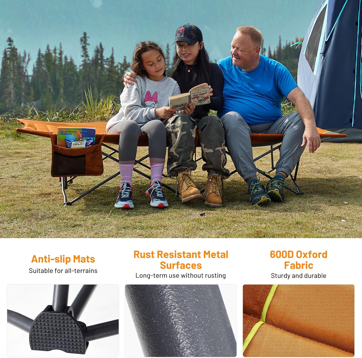 TIMBER RIDGE Extra Wide Heavy Duty Camping Cot for Adult, Easy Set Up Oversized Sleeping Cot with Carry Bag for Camping, Travel and Outdoors, Support up to 450lbs