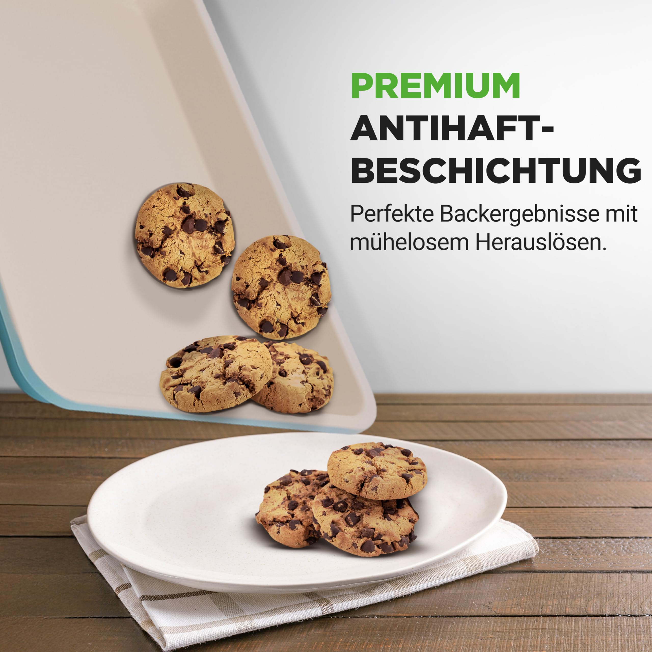Nutrichef Backblech & Brotbackform Set, 6-teilig – Karbonstahl mit Keramik-Antihaft Für Kuchen, Brot, Lasagne – Backspaß für jede Gelegenheit, Türkis