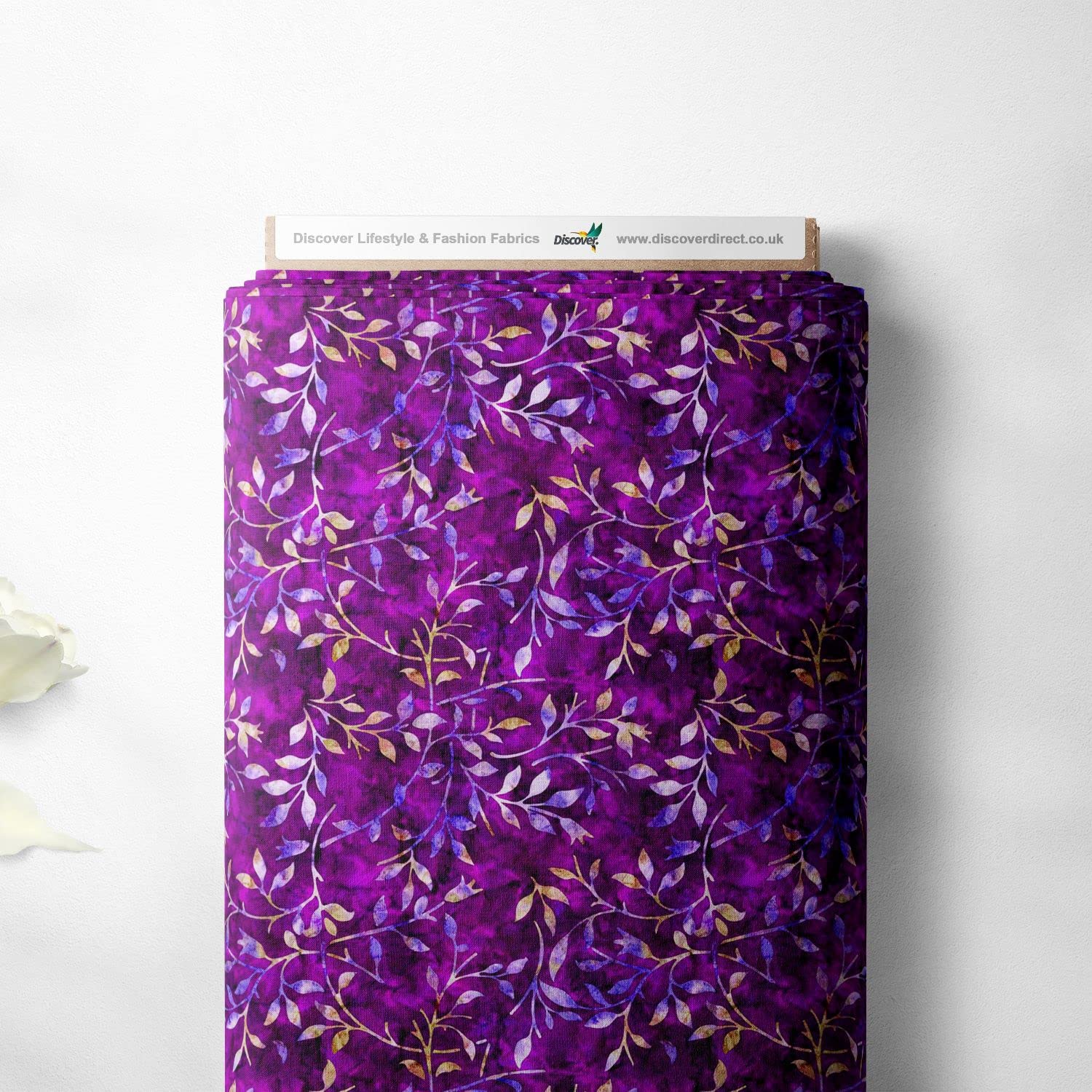 100% Cotton Batik Trail Floral Stem Printed Design Children Kids Craft Dress Quality Sewing Fabric Material | 55" - 140 cm Wide (Per Half Metre, Fuchsia Pink)