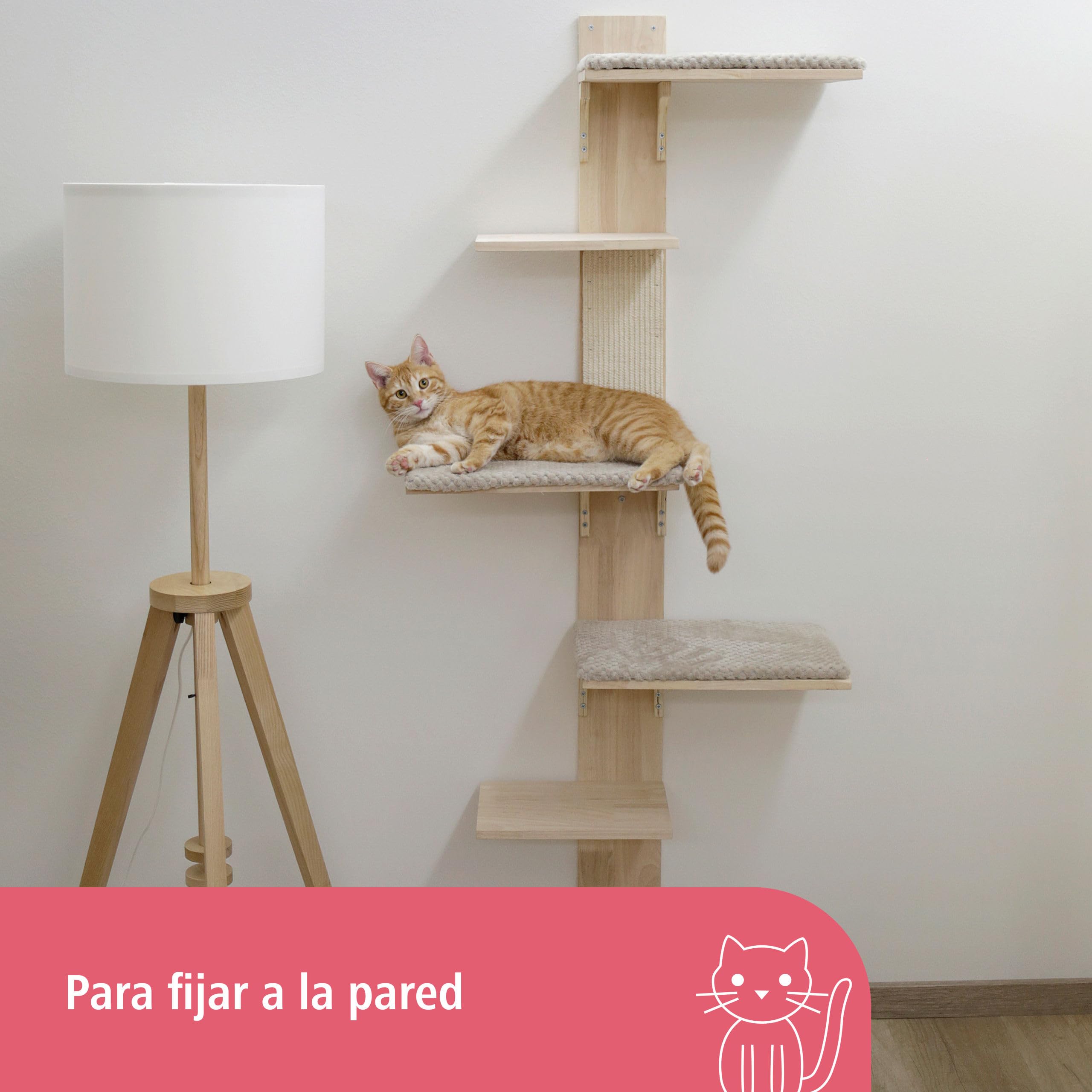 Kerbl Pet Rascador de Pared Timber para Superficie de Descanso, 150 cm
