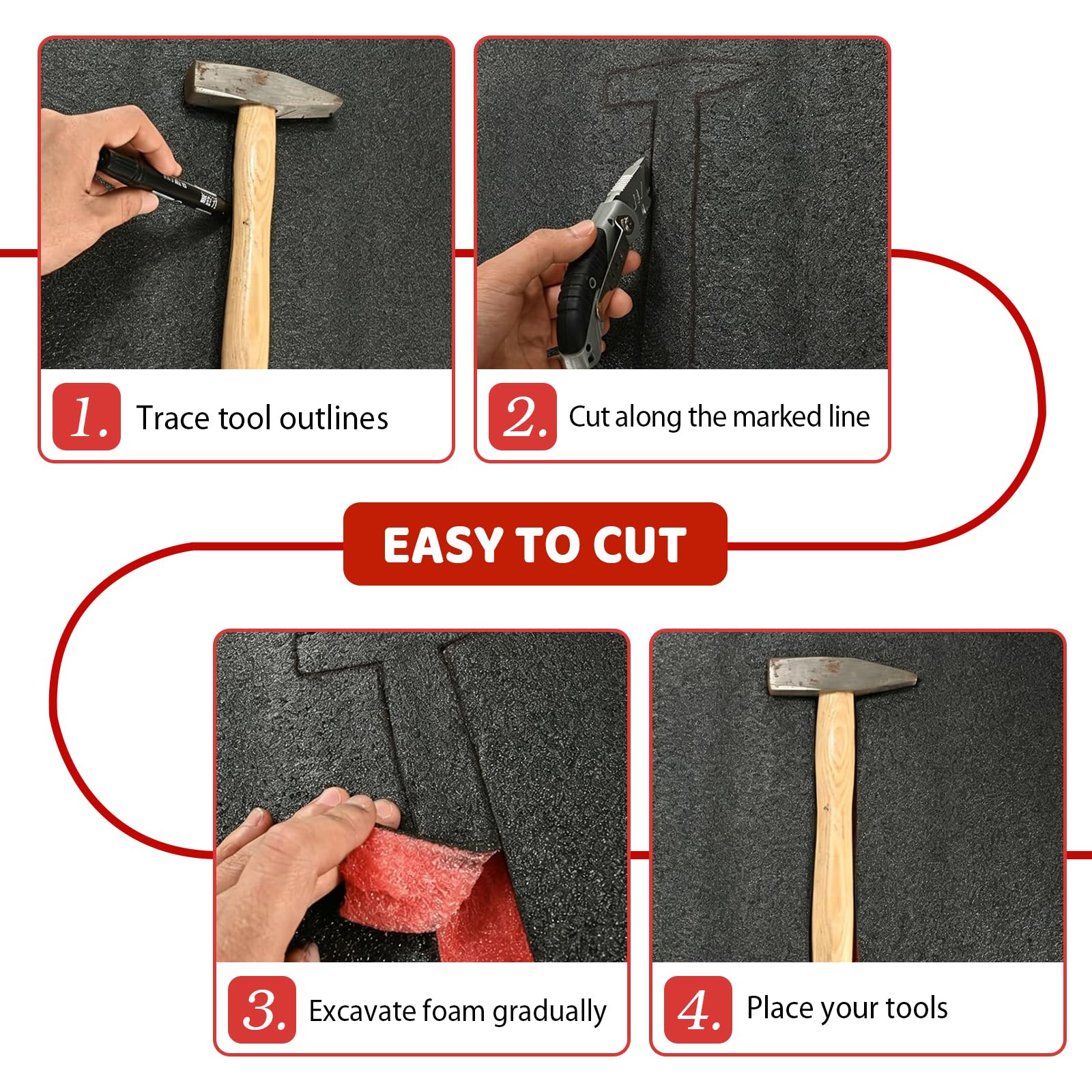Kit 3 Plaques de Calage Découpables 60 x 40 x 5 cm pour Coffret Outils