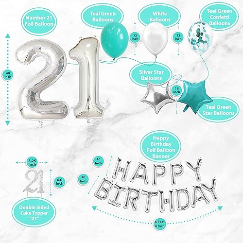 Miniatura 4 de 71 piezas de decoración de feliz cumpleaños #21 para ella, regalo de cumpleaños #21 para ella, tiara, banda de cumpleaños #21 para ella, decoración