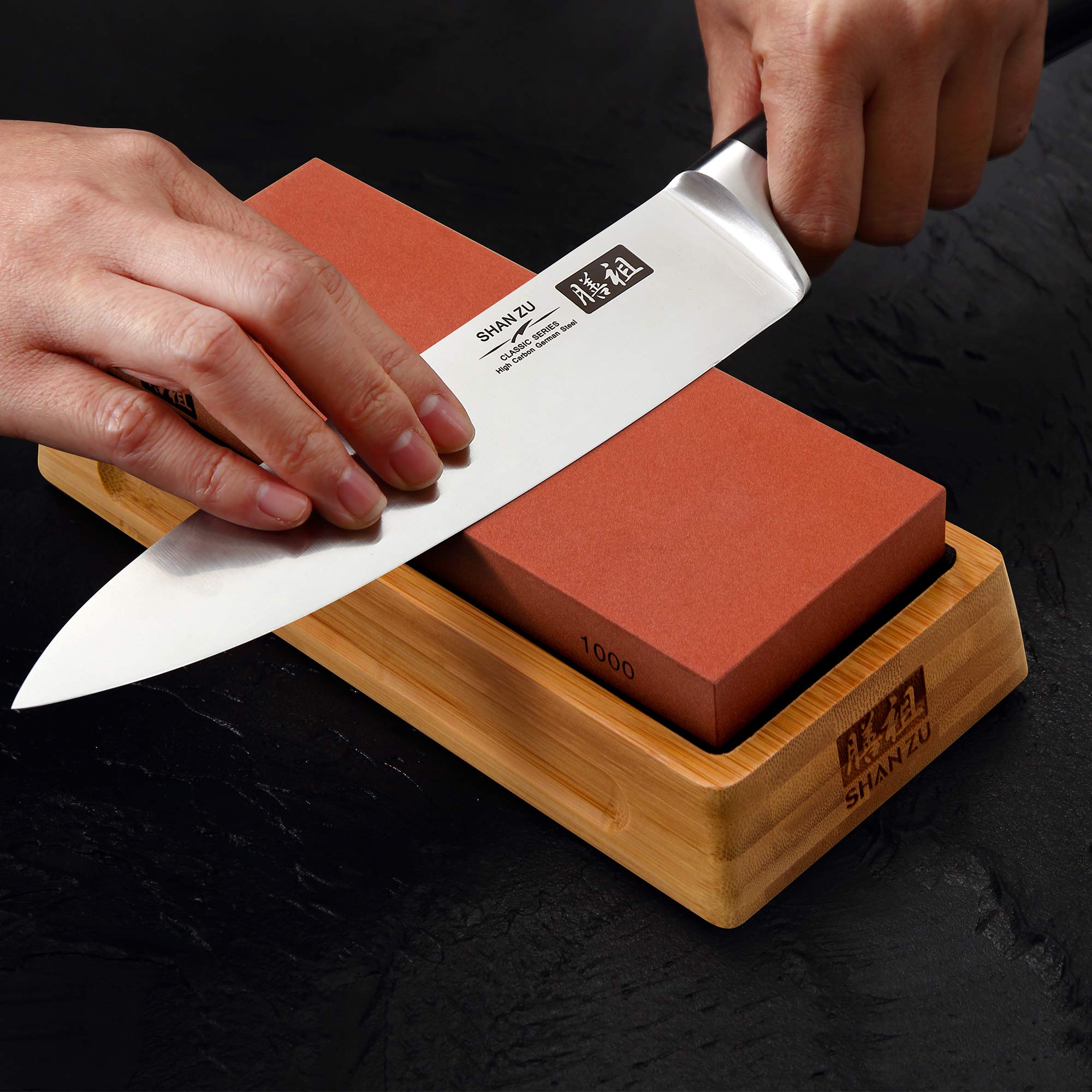 Knife Sharpening Stone, SHAN ZU Professional Knife Sharpener 400/1000