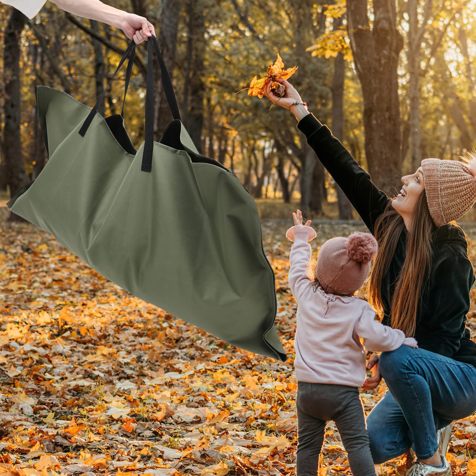 Happyyami Telo Da Giardino Contenitore Per Immondizia Sacco Per Immondizia Lascia Borsa Per Raccolta Erbacce Borsa Di Stoccaggio Portatile Secchio Bidoni Della Spazzatura Green Panno Oxford