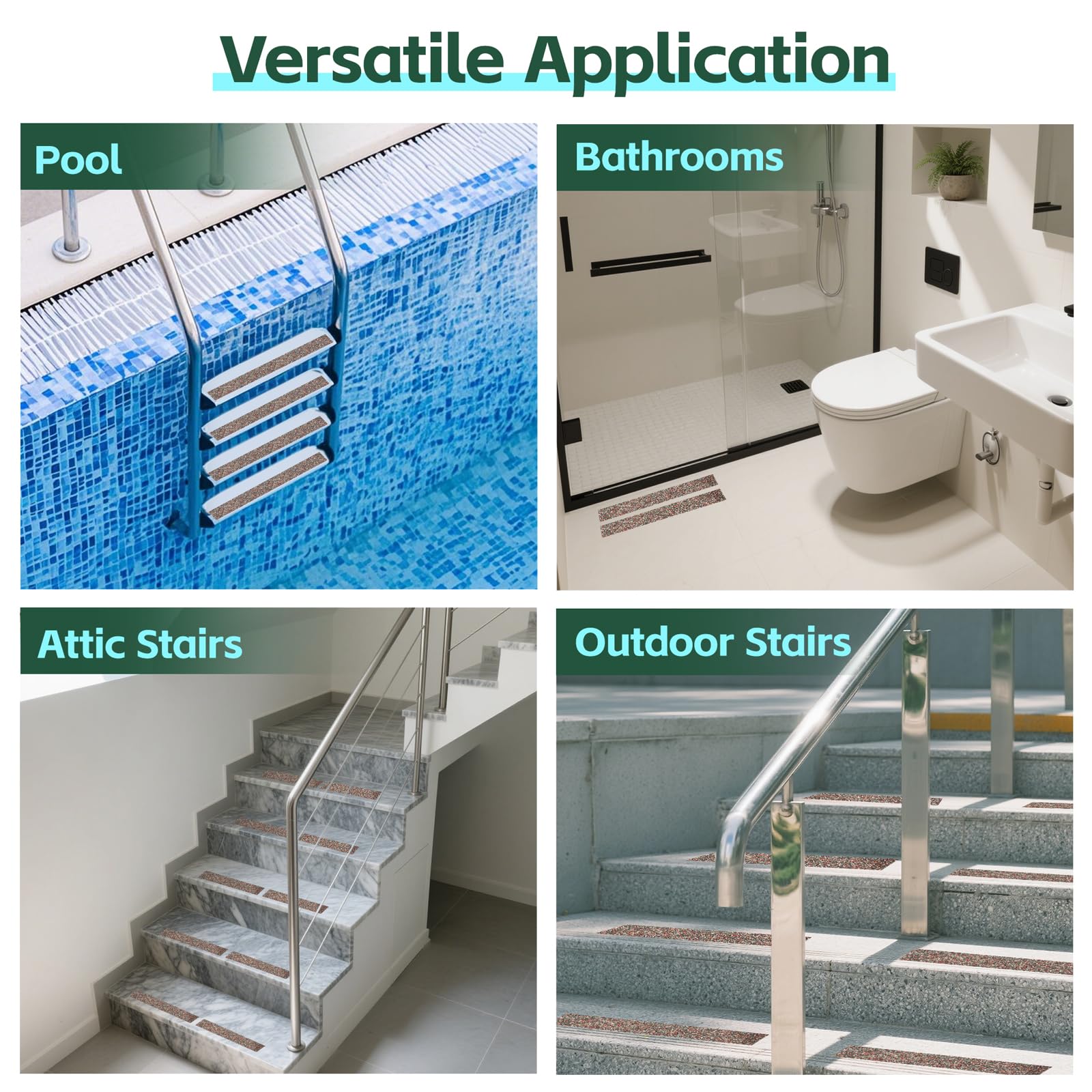 Cinta antideslizante de goma para piscina, 5 cm x 4,5 m, impermeable, antideslizante, ideal para la seguridad de los pies descalzos cerca de piscinas, escalones y rampas