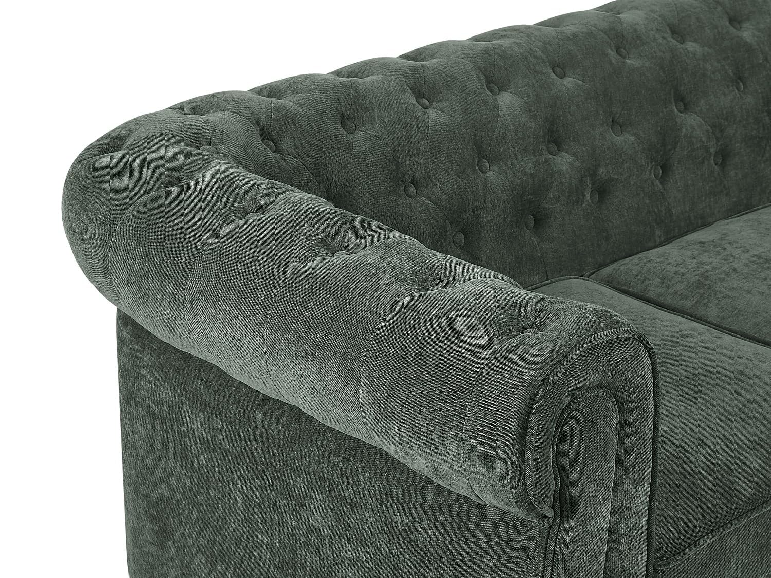 Vente-unique - Canapé 3 Places en Tissu Vert Chesterfield